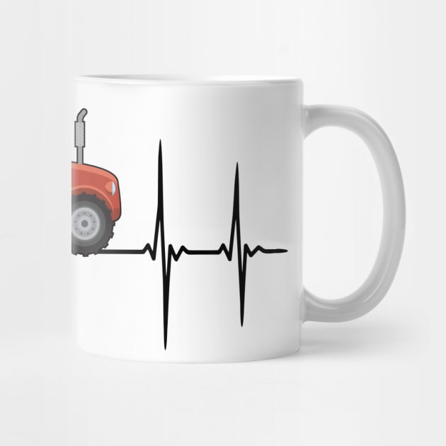 Funny farmer tractor ecg heartbeat pulse gift by Shirtbubble